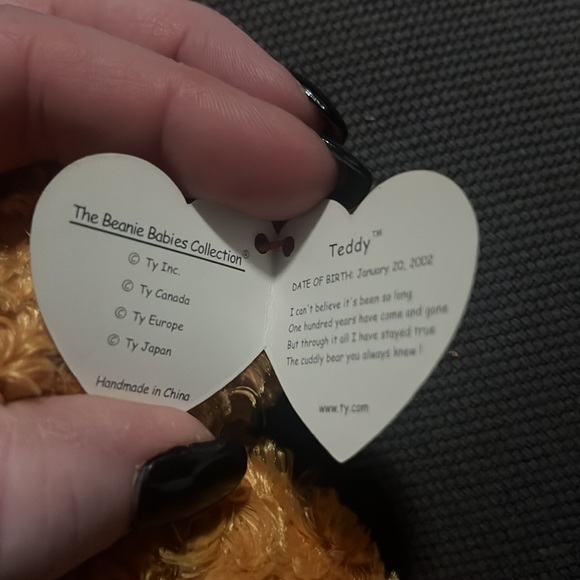 TY 100th Anniversary beanie baby Teddy The Bear with Gold Commemorative Coin. - Picture 9 of 11